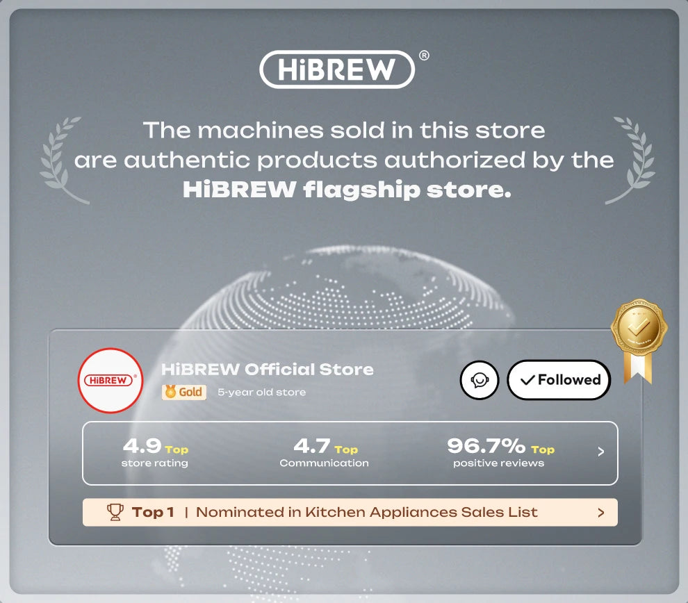 HiBREW Automatic Burr Mill Electric Coffee Grinder with 34 Gears for Espresso American Coffee Pour Over Visual Bean Storage G3