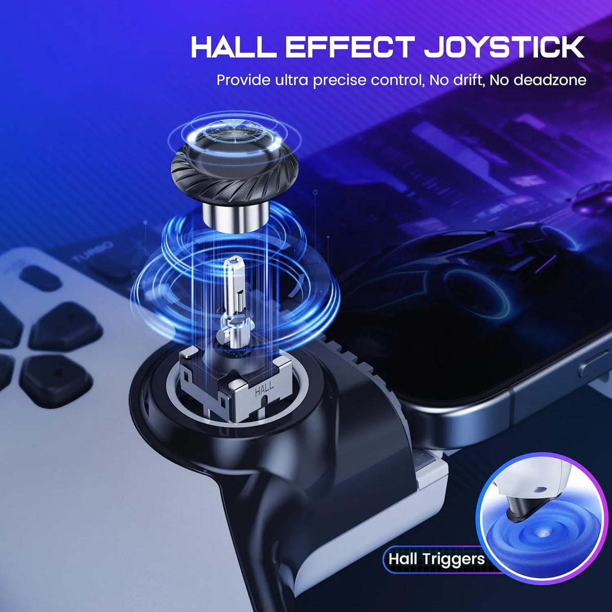 DinoFire Wireless Controller for IOS/Android/Switch1/2/OLED/iPad Mini With Hall Joystick, LED Mobile Gaming Controller