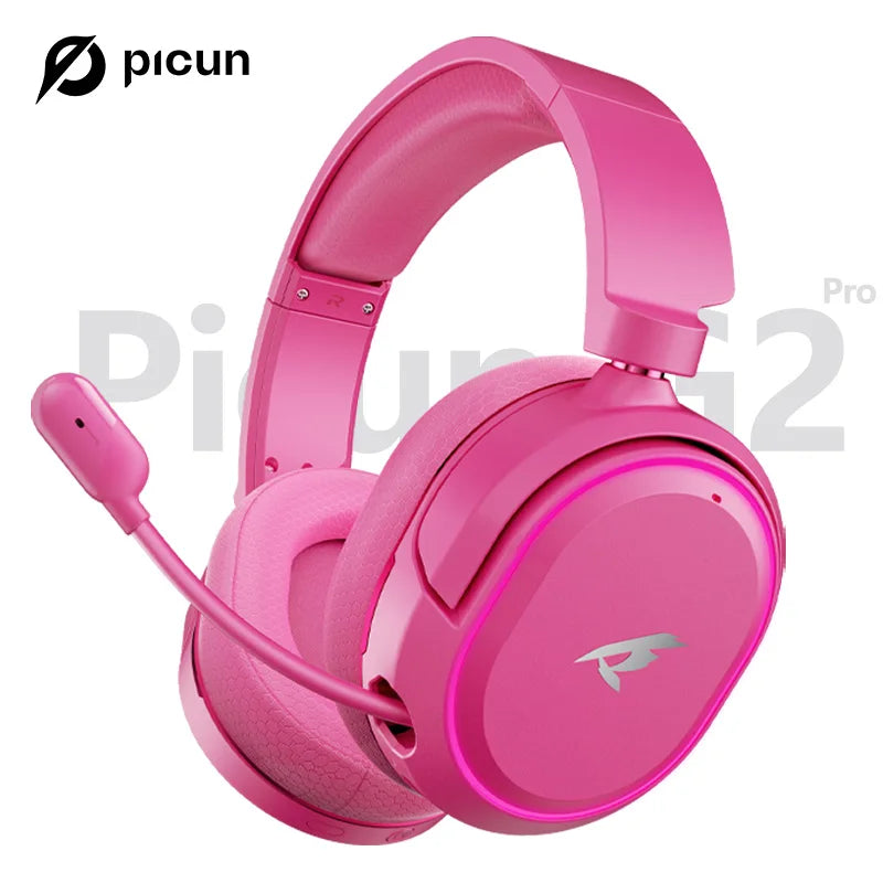 Picun G2 Wireless Gaming Headset Bluetooth 2.4G Headphones 7.1 Surround 5ms Low Latency ENC Mic for PC PS4 PS5 Phone Switch