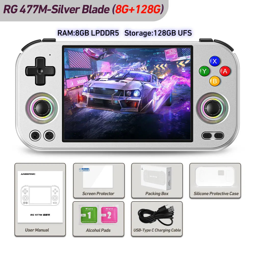 Anbernic Retro Handheld Game Console RG 477M Aluminum Alloy CNC Android 14 4.7 Inch LTPS In-Cell Touch Screen Dimensity 8300