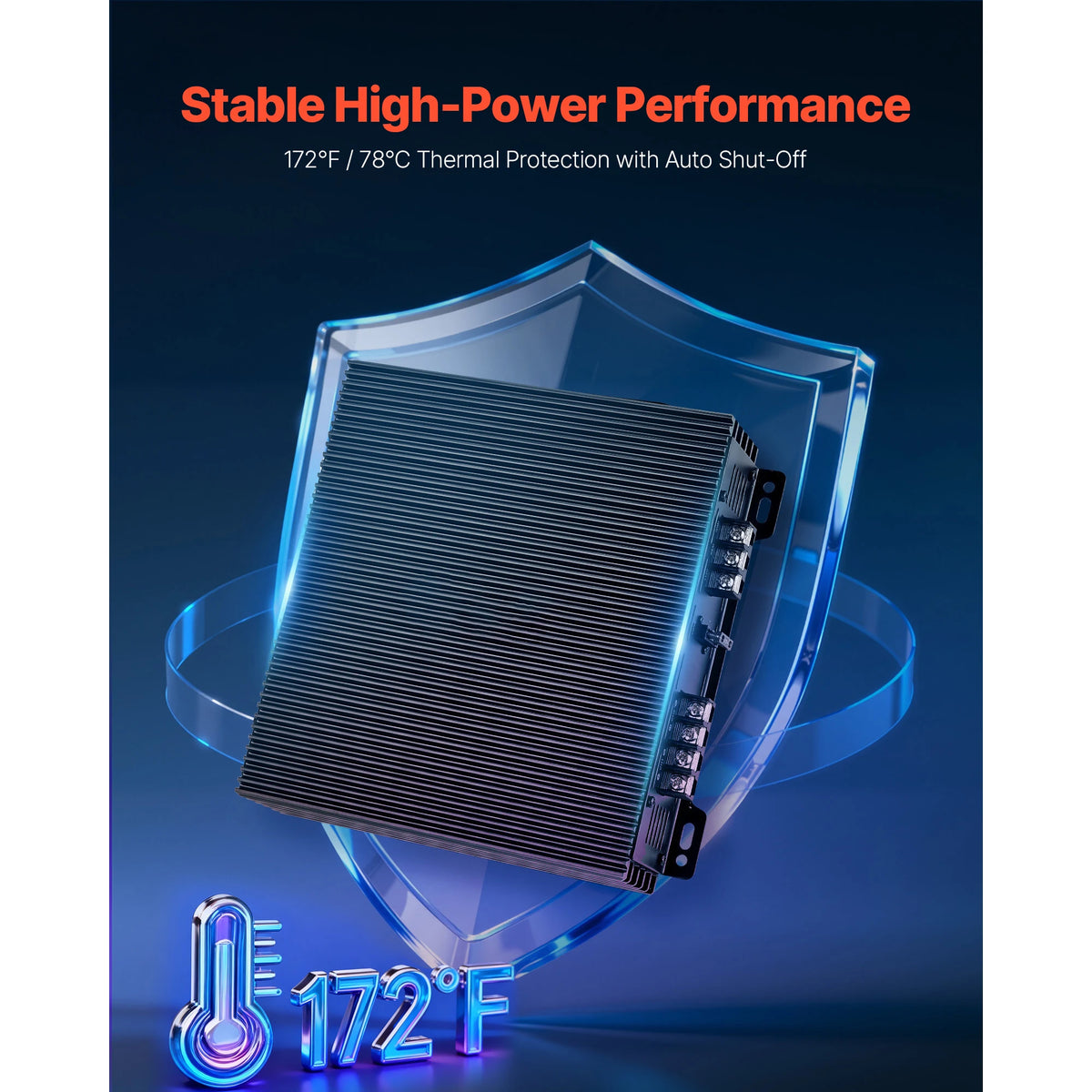 SucceBuy 2 Channel Car Audio Amplifier 2 Ohm Stable Bridgeable Class A/B Max Power 2 x 300W @ 4 Ohm for Car SUV Truck Off-Road