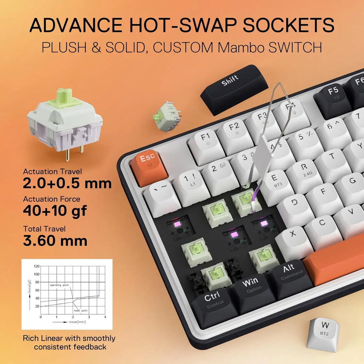 Redragon K689 PRO Wireless Gasket RGB Mechanical Gaming Keyboard 108 Keys 4 Extra Hotkeys Upgraded Hot-Swappable Keyboard