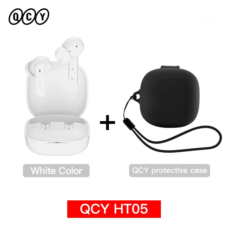 QCY HT05 MeloBuds ANC Wireless Earphone 40dB Noise Cancelling Bluetooth 5.2 Headphone 6 Mic ENC HD Call Earbud Transparency Mode