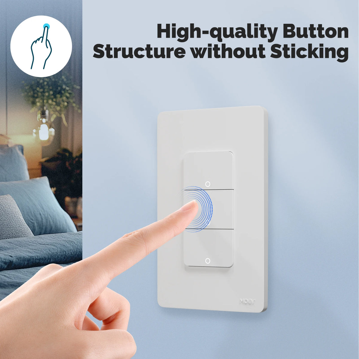 MOES Tuya Matter WiFi Smart Light Button Switch App Control Neutral Wire Required Grounding Design Alexa Google Home Apple Home