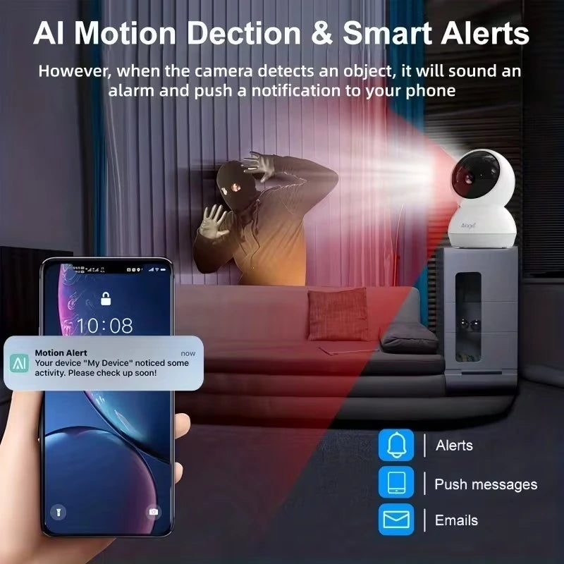 360° Smart Home Security Camera PTZ 2K 5G WiFi AI Detection Night Vision Automatic Tracking Security Surveillance Baby Monitor