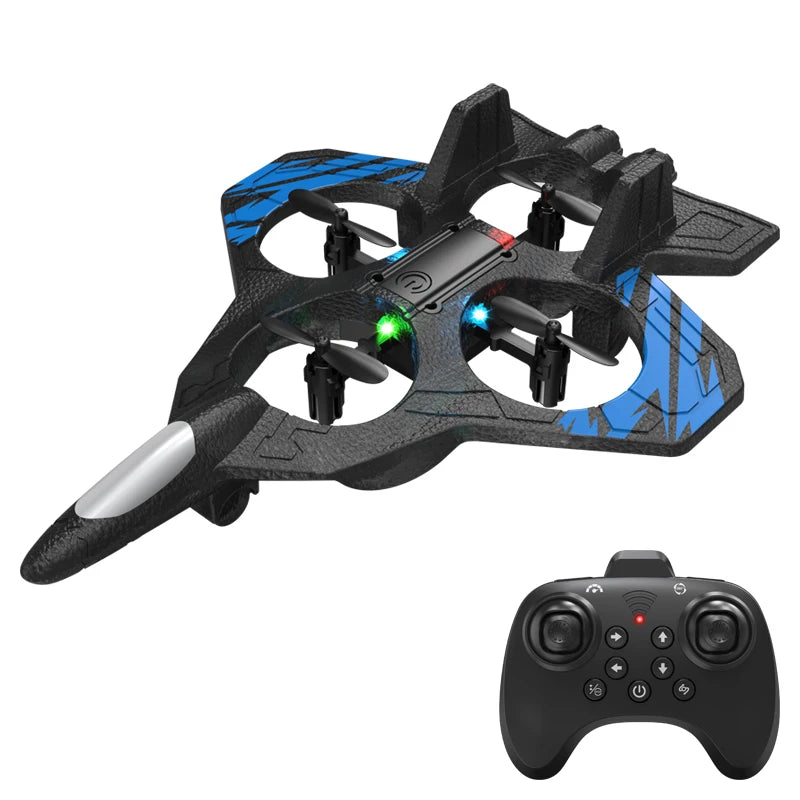 Q3 RC Fighter Plane Drone EPP Anti-Collision Foam Remote Control Aircraft With LED Lights One Key Takeoff Stunt Quadcopters Toys