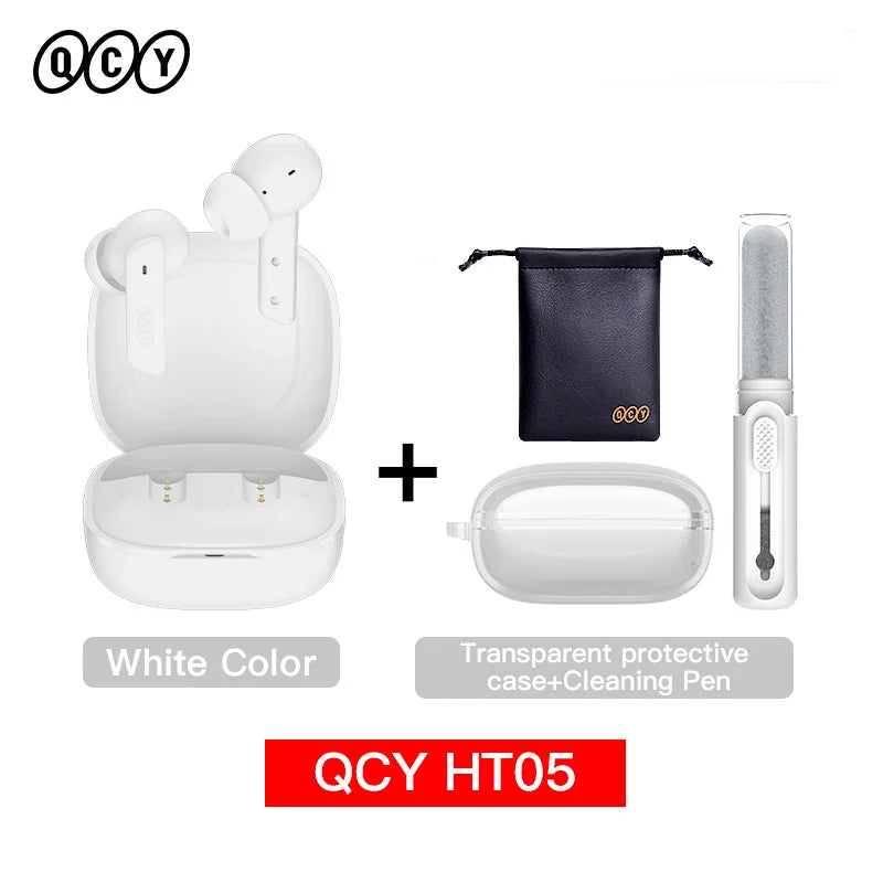 QCY HT05 MeloBuds ANC Wireless Earphone 40dB Noise Cancelling Bluetooth 5.2 Headphone 6 Mic ENC HD Call Earbud Transparency Mode