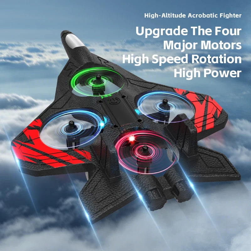 Q3 RC Fighter Plane Drone EPP Anti-Collision Foam Remote Control Aircraft With LED Lights One Key Takeoff Stunt Quadcopters Toys