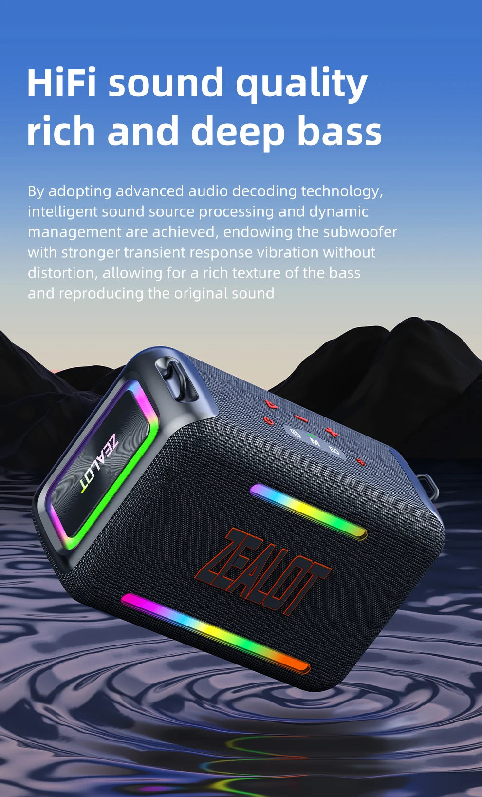 US-ZEALOT-S95 120W Waterproof Portable Loud Bluetooth Speaker, Wireless Outdoor Boombox SubwooferTriple Passive Radiators-Deep Bass