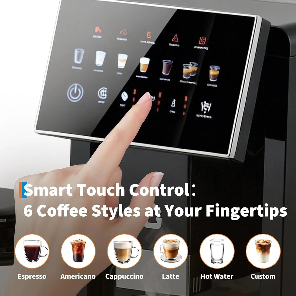 3rd-Gen Espresso Coffee Maker with Milk Frother - Removable Brewer & Grinder, Adjustable Coarseness/Flavor, Detachable Milk Tank