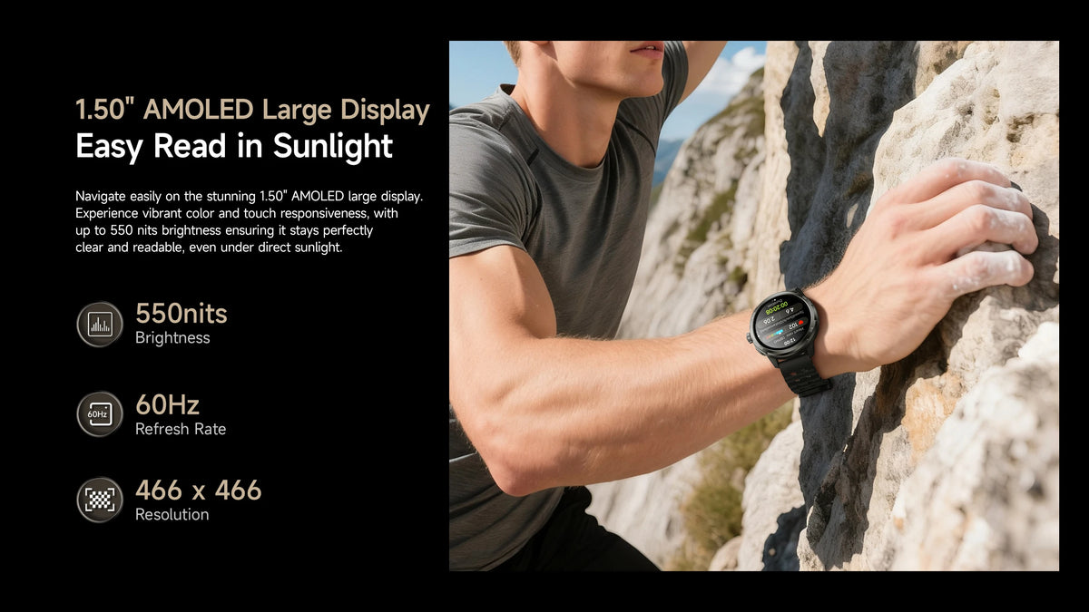 Ulefone Armor Watch Pro 1.5" AMOLED Smartwatch with Built-in GPS, Heart Rate Monitoring, Sports Watch for Men & Women