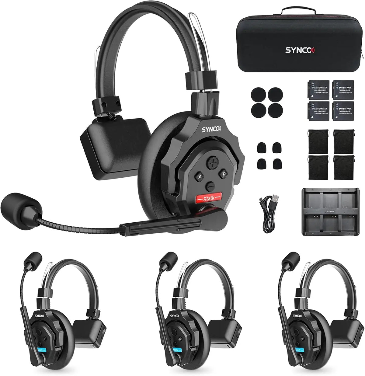 SYNCO Wireless Bluetooth Intercom Headphones XTALK X2/X4/X5 2.4GHz Full Duplex Wireless Headphones with 24H 350M Communication