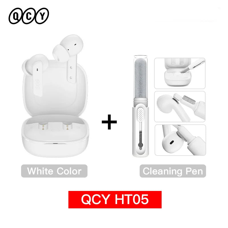 QCY HT05 MeloBuds ANC Wireless Earphone 40dB Noise Cancelling Bluetooth 5.2 Headphone 6 Mic ENC HD Call Earbud Transparency Mode
