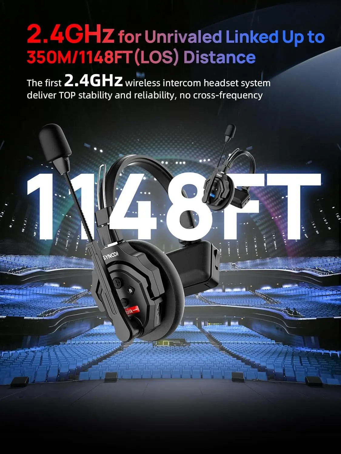 SYNCO Wireless Bluetooth Intercom Headphones XTALK X2/X4/X5 2.4GHz Full Duplex Wireless Headphones with 24H 350M Communication