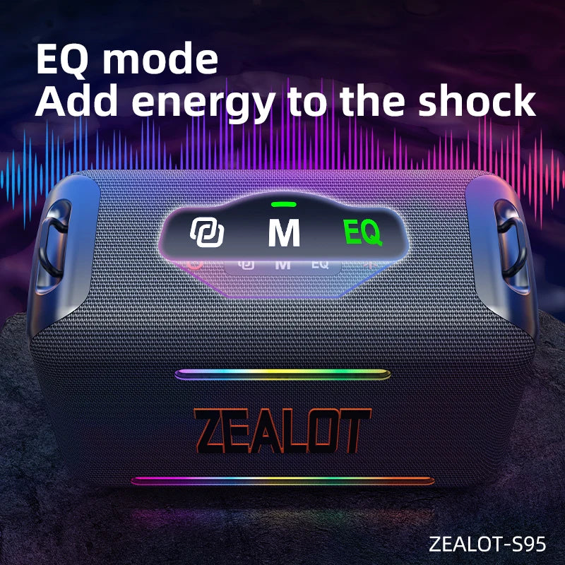 US-ZEALOT-S95 120W Waterproof Portable Loud Bluetooth Speaker, Wireless Outdoor Boombox SubwooferTriple Passive Radiators-Deep Bass