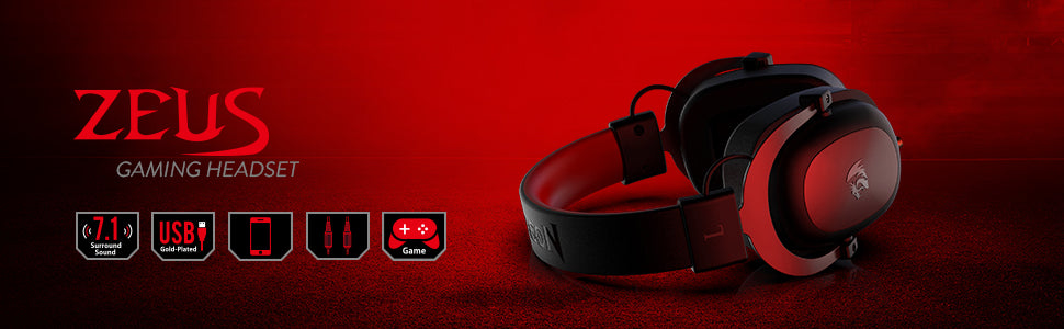 Redragon H510 Zeus Wired Gaming Headset - 7.1 Surround Sound - Memory Foam Ear Pads - 53MM Drivers  Detachable Microphone